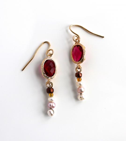 Crystal earring with mini pearl glass bead and 18K gold filled hook picture