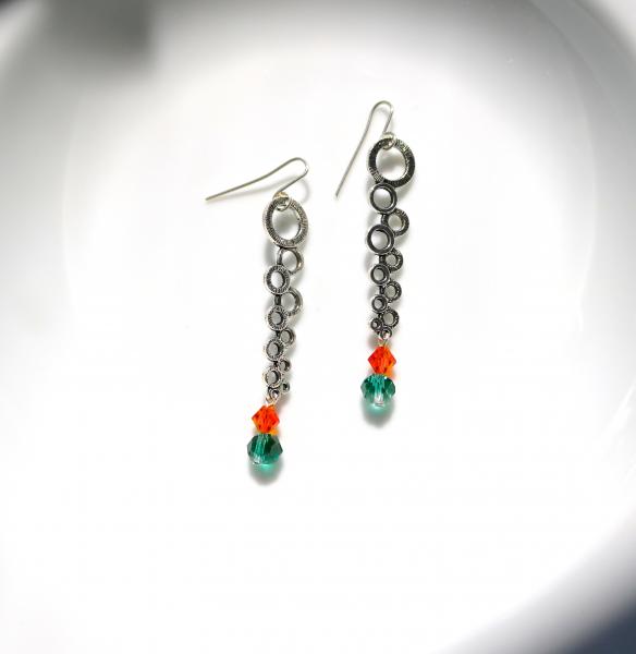 Silver bubble crystal earring picture