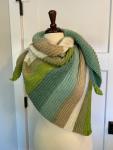 White, Blue and Green Asymmetrical Shawl