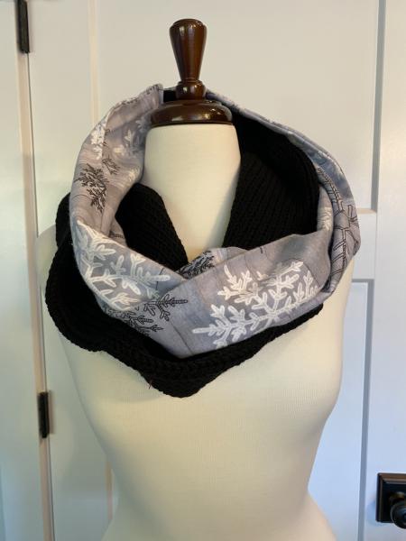 Snowflake Flannel & Knit Infinity Scarf