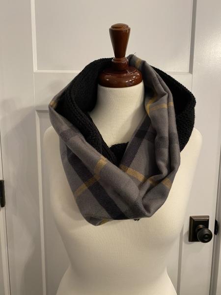 Grey Flannel & Knit Infinity Scarf picture