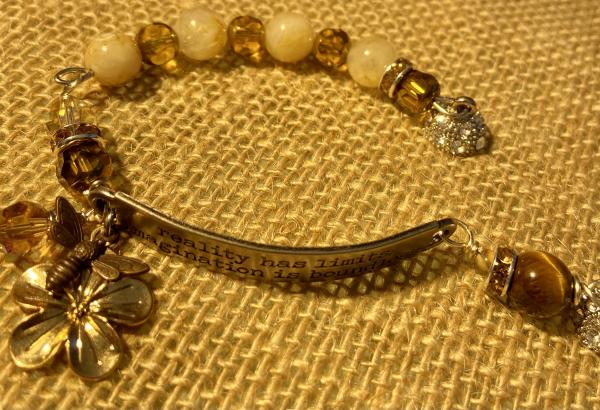 Sentiment bracelet with champagne colored agate and tiger eye. picture