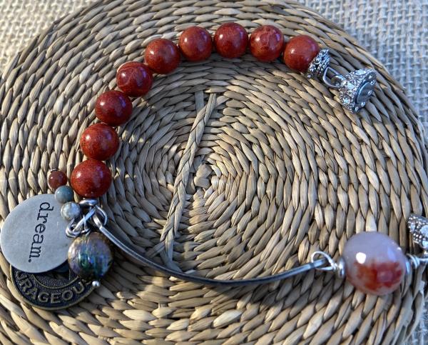 Sentiment bracelet with sponge coral, agate and jasper picture