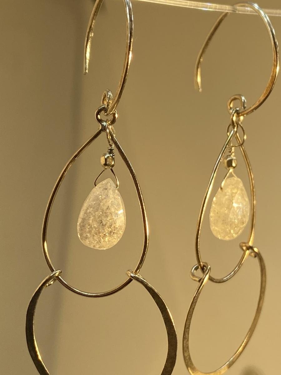 Crackle crystal quartz drops on .925 silver picture