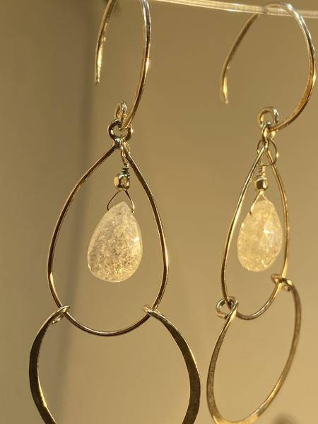 Crackle crystal quartz drops on .925 silver picture