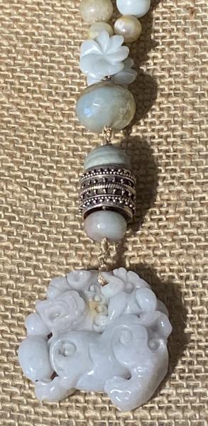 Long hand knotted necklace with Amazonite picture