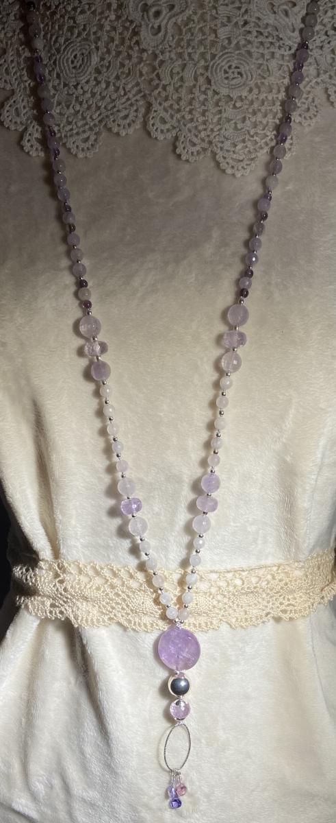 Amethyst and .925 silver long necklace picture