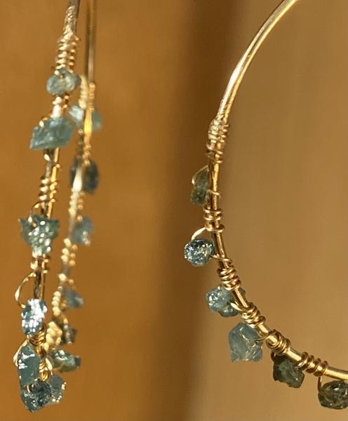 Blue diamond hoop earrings picture