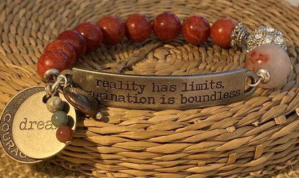 Sentiment bracelet with sponge coral, agate and jasper