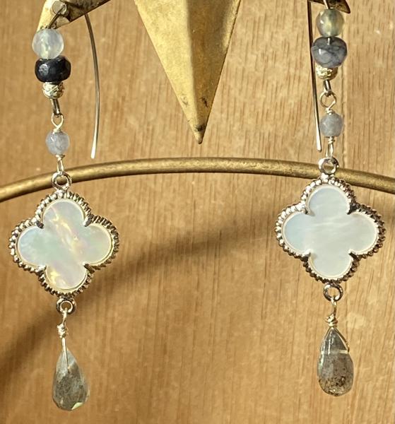 Labradorite and mother of pearl earrings