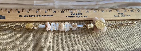 Gorgeous peach aventurine, pink opal and freshwater pearl necklace. picture