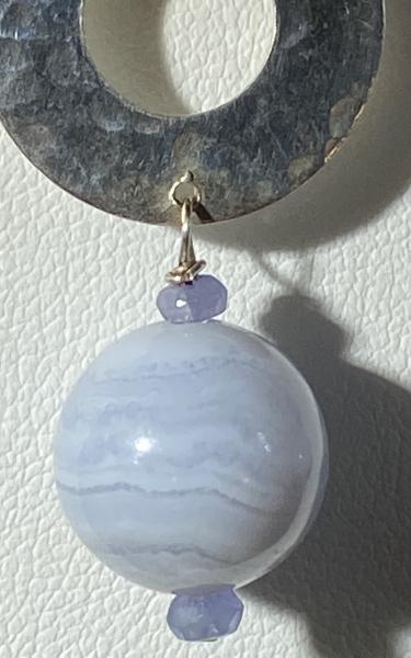 Light blue crazy lace agate and tanzanite with.925 silver. picture