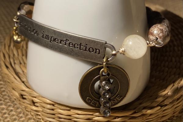 Sentiment bracelet with brown snowflake obsidian picture