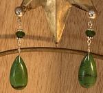 Mohave green copper turquoise, chrome diopside .925 silver post earrings