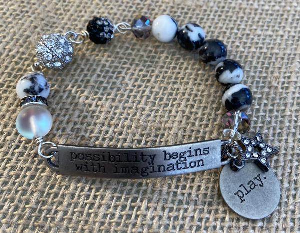 Sentiment bracelet with zebra jasper picture