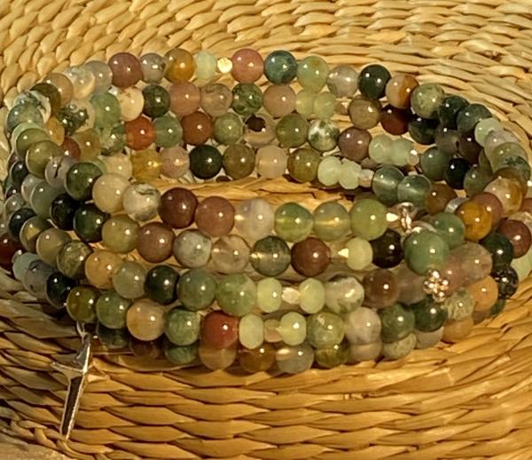 Ocean jasper quadruple coil bracelet picture