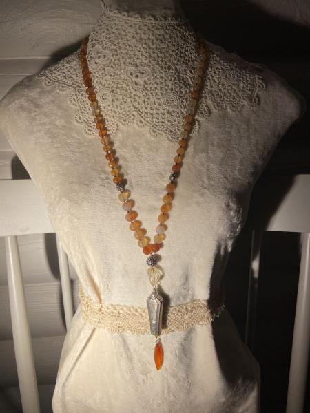 Carnelian and .925 Bali bead long necklace picture