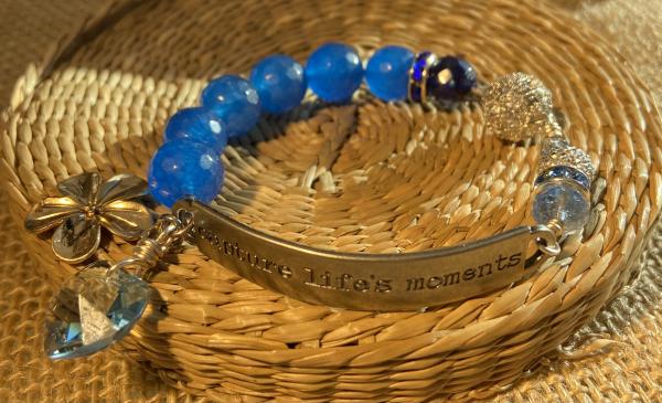Sentiment bracelet with blue agate. picture
