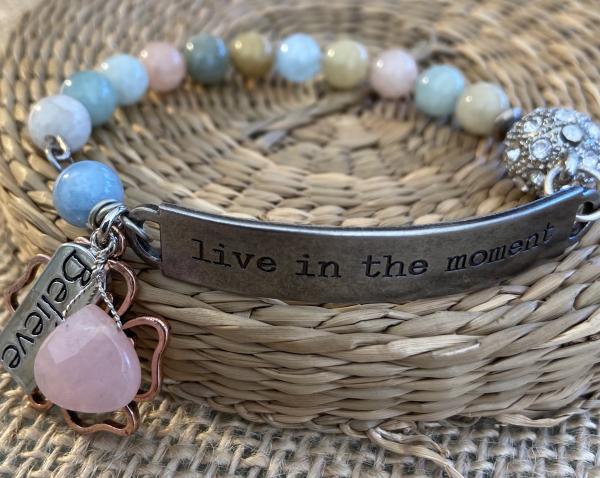 Sentiment bracelet with morganite and chalcedony picture