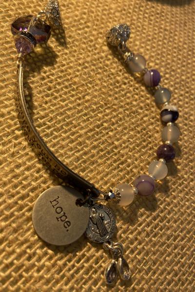 Sentiment bracelet with purple banded agate picture