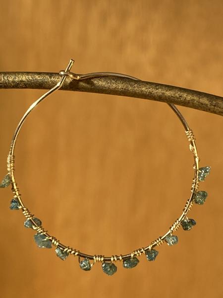 Blue diamond hoop earrings picture