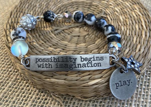 Sentiment bracelet with zebra jasper picture