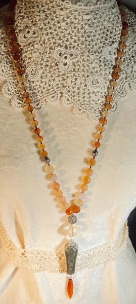 Carnelian and .925 Bali bead long necklace picture