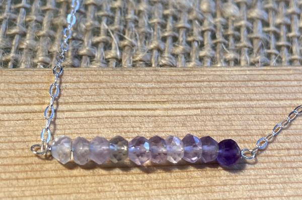 Shaded amethyst and.925 silver bar necklace