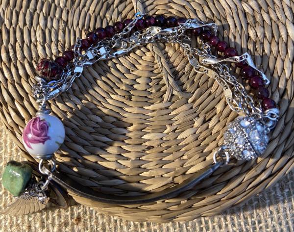 Sentiment bracelet with garnet and turquoise picture