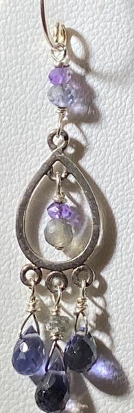 Iolite, amethyst, labradorite dainty chandelier earrings picture