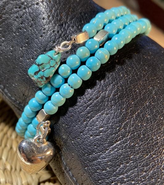 Triple coil turquoise bracelet picture
