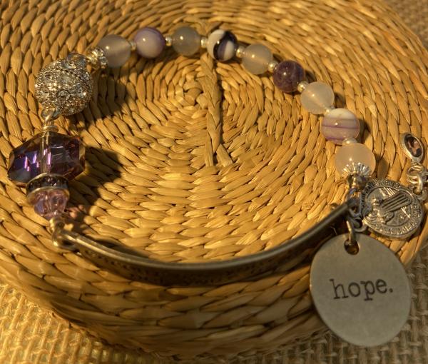 Sentiment bracelet with purple banded agate picture