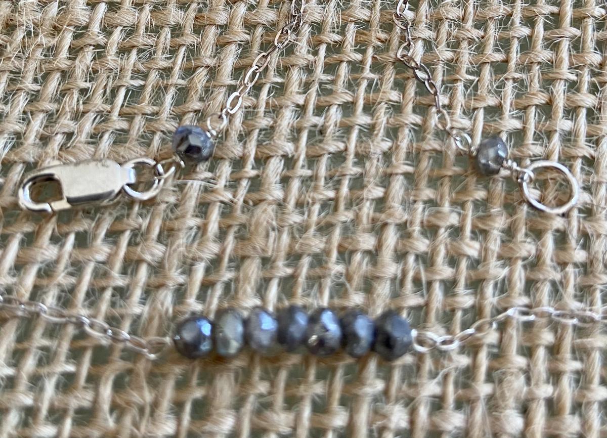Labradorite and .925 silver bar necklace picture