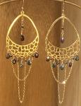 Black opal and black spinel chandelier earrings