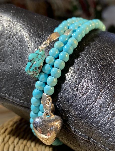 Triple coil turquoise bracelet