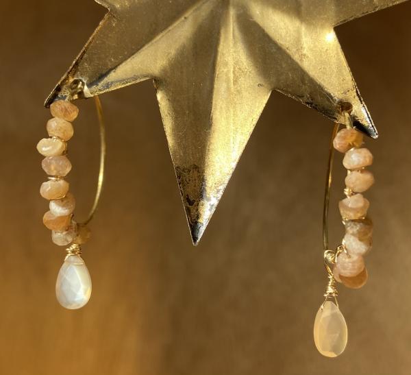 Sunstone and moonstone earrings
