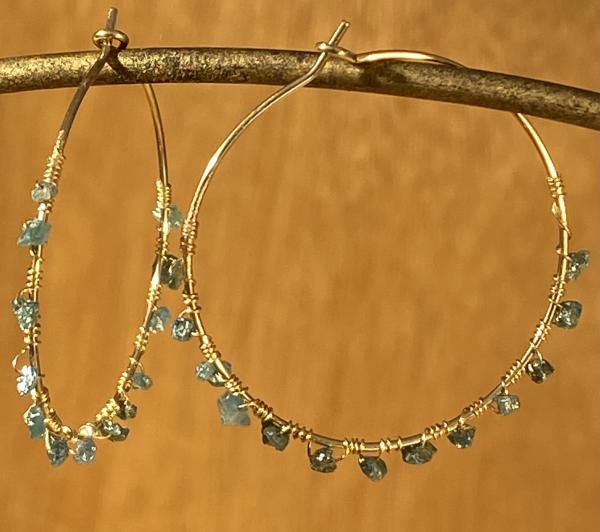 Blue diamond hoop earrings