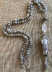 Lovely labradorite, chalcedony and rock quartz long necklace