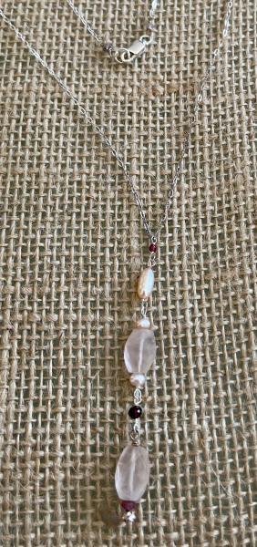 Rose quartz, ruby and pearl with .925 silver picture