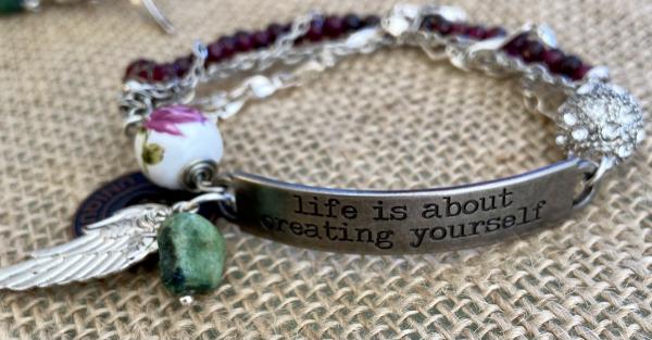 Sentiment bracelet with garnet and turquoise picture