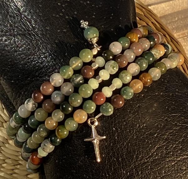 Ocean jasper quadruple coil bracelet