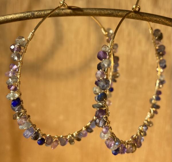 Gorgeous gemstone earrings in purple and blue tones. picture