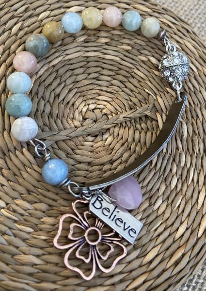 Sentiment bracelet with morganite and chalcedony picture