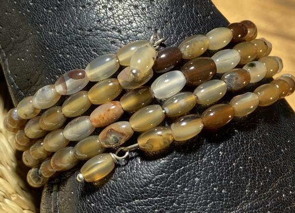 Quadruple coils  brown striped agate beads bracelet . picture