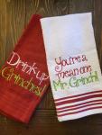 Set of Grinch theme kitchen towels