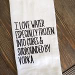 Embroidered Towel, I love water...