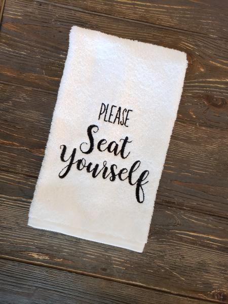 Embroidered Towel, Please seat yourself