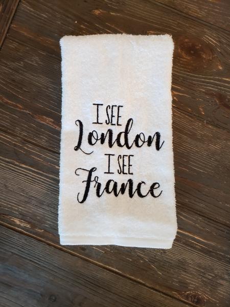 Embroidered Towel, I see London...