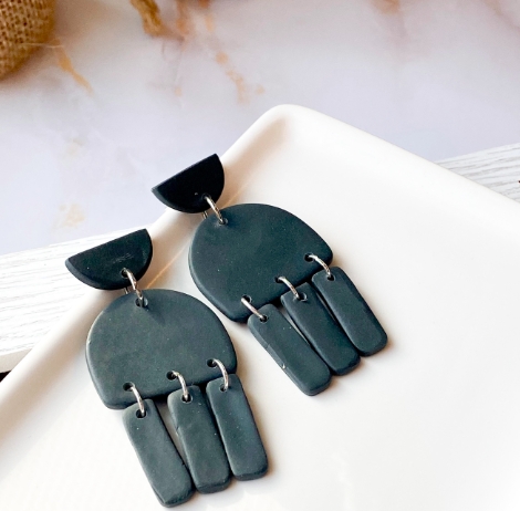 Slate Grey Dangle Earrings