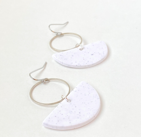 Speckled White Half Circle Earrings picture